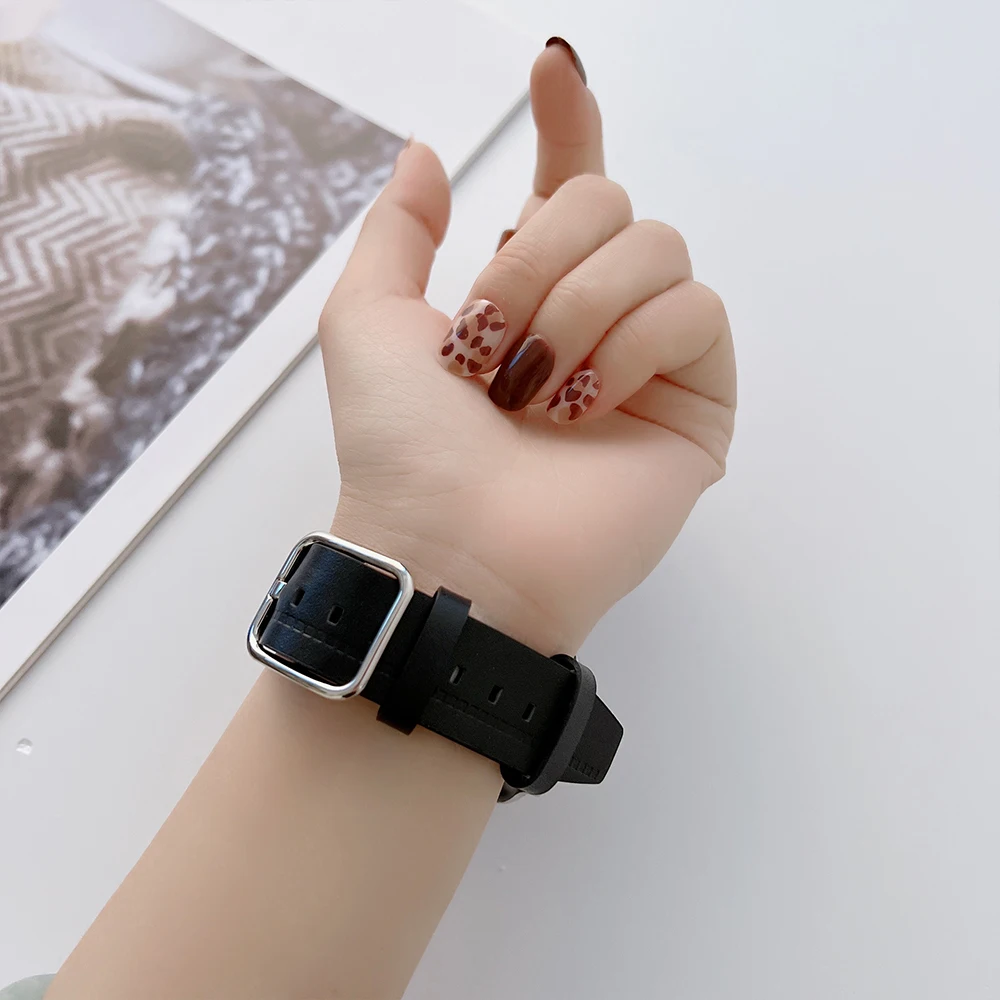 Leather Nylon Strap for Apple Watch Band 49mm 45mm 41mm 44mm 40mm 42mm 38mm Sports Breathable Bracelet for iWatch 876543SE Ultra