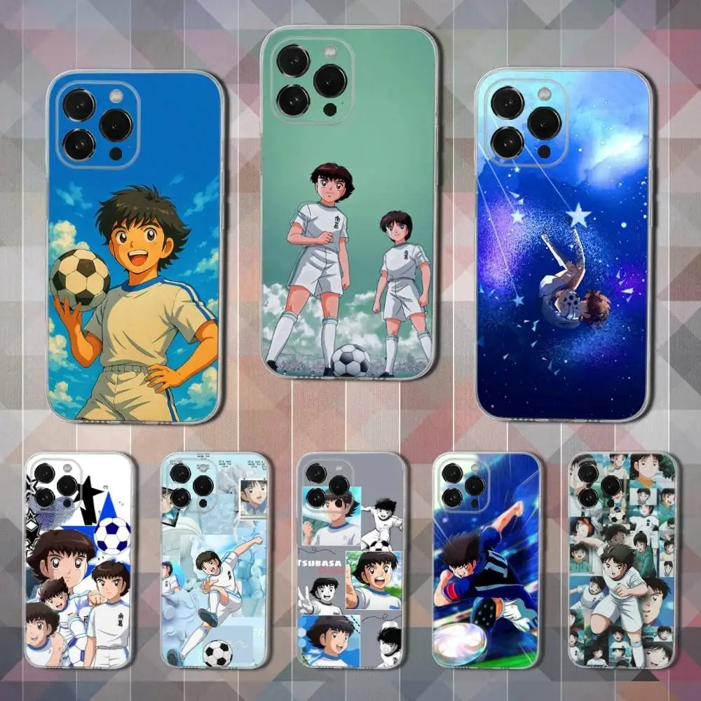 

C-Captain Anime T-Tsubasa Phone Case For iPhone 16,15,14,13,12,11 Pro,Max,Plus,X,XS,XR,SE,Mini Transparent Soft Cover