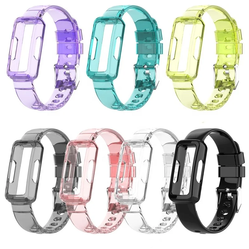 

Sports TPU Transparent Integrated Watchband For Fitbit Luxe/inspire2 HR/ace2/3 Smart Bracelet Wrist Band