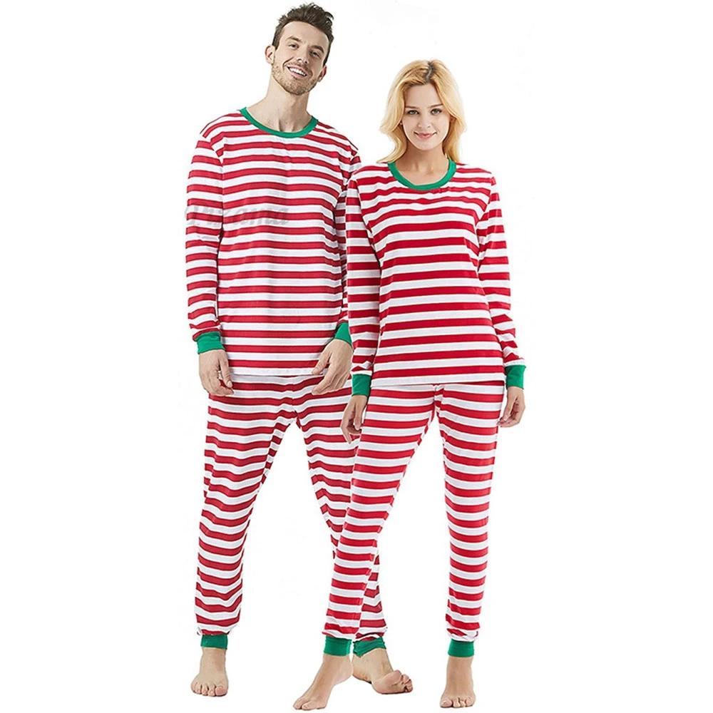 Family Matching Christmas Pajamas 100 Cotton Red White Striped Xmas Sleepwear Kids Pyjamas Mother Kids Matching Outfits Pijamas