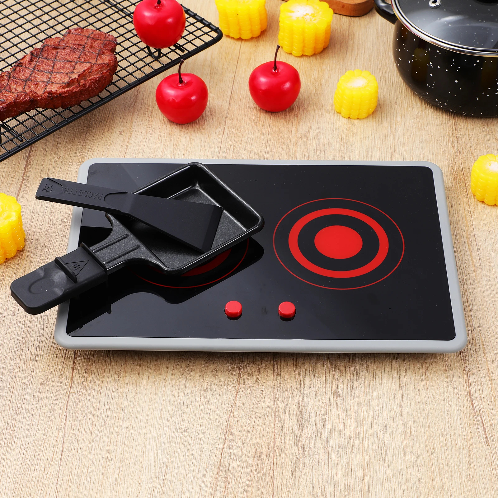 Poêle à Induction réaliste pour enfants, effets de lumière sonores interactifs, accessoires de jeu de simulation portables, cuisine sûre pour tout-petits