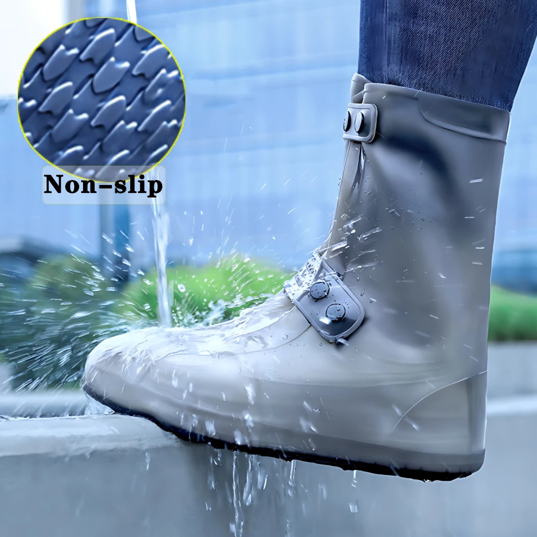 Waterproof Silicone Shoe Cover High Top Rain Boots Cover Non-slip Shoes Protector Outdoor Reusable Thickened Footwear Adult