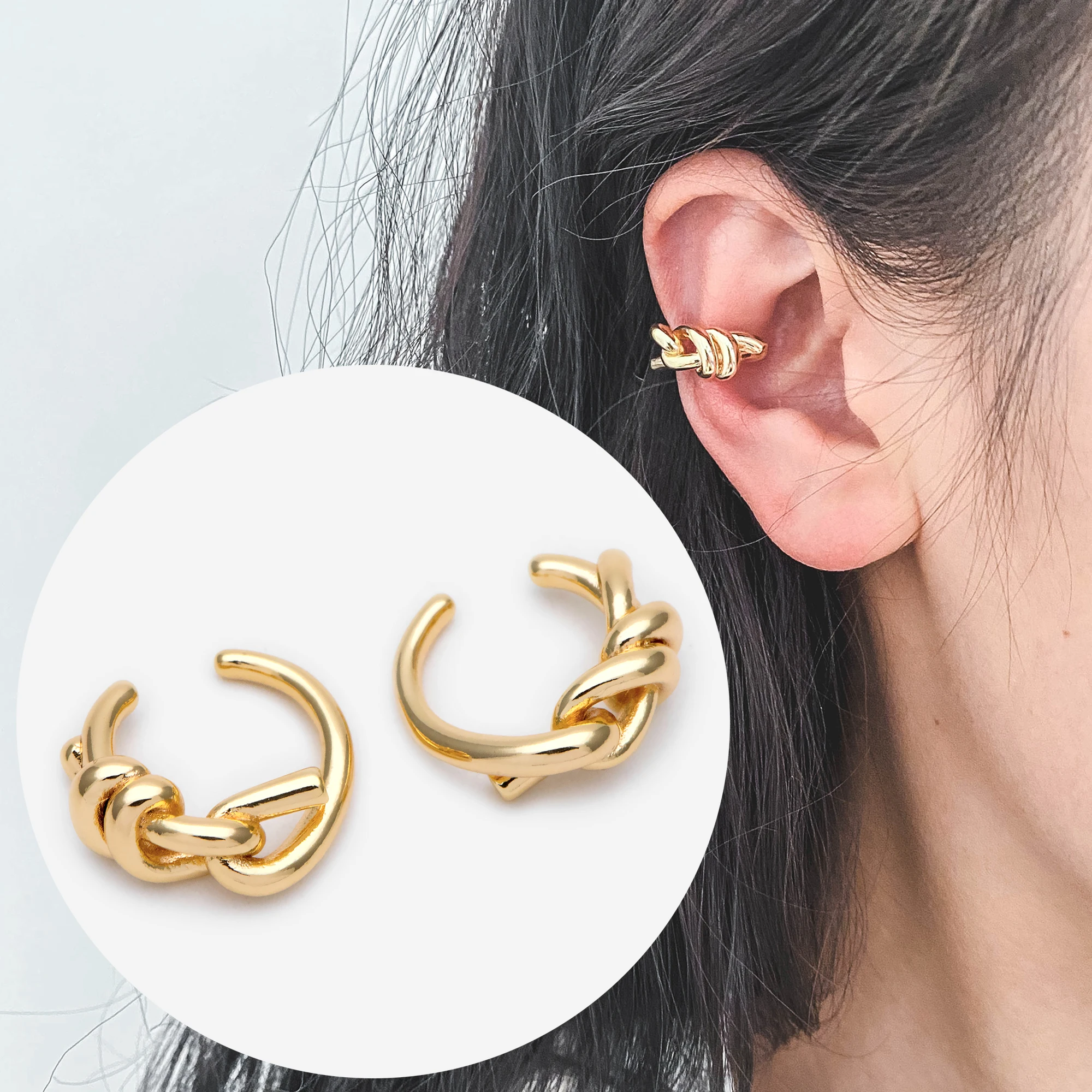 10pcs Gold Ear Cuff, Cartilage Ear Cuff, Gold Plated Ear Cuff, Knot Ear Cuff, Cartilage Earrings (GB-2113)