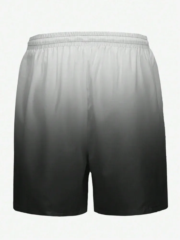Men's Beach Shorts Gradient Color Block Drawstring Summer Men's swim Trunks Elastic Waist 3D Print  Breathable Short Streetwear
