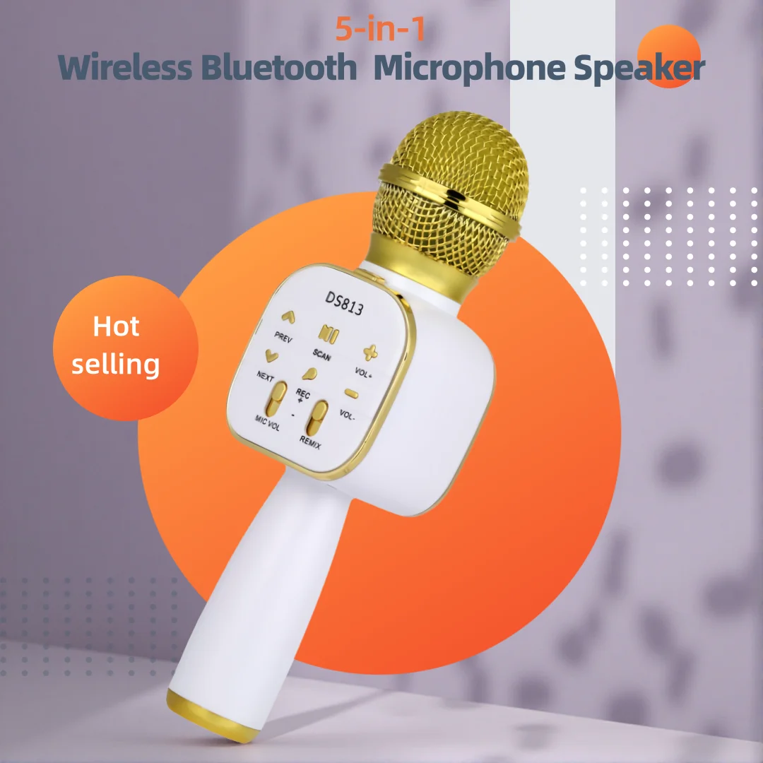 

Караоке-микрофон для детей и взрослых, Bluetooth-микрофон для пения, эхоэффект, встроенный динамик, портативный караоке-плеер для вечеринки