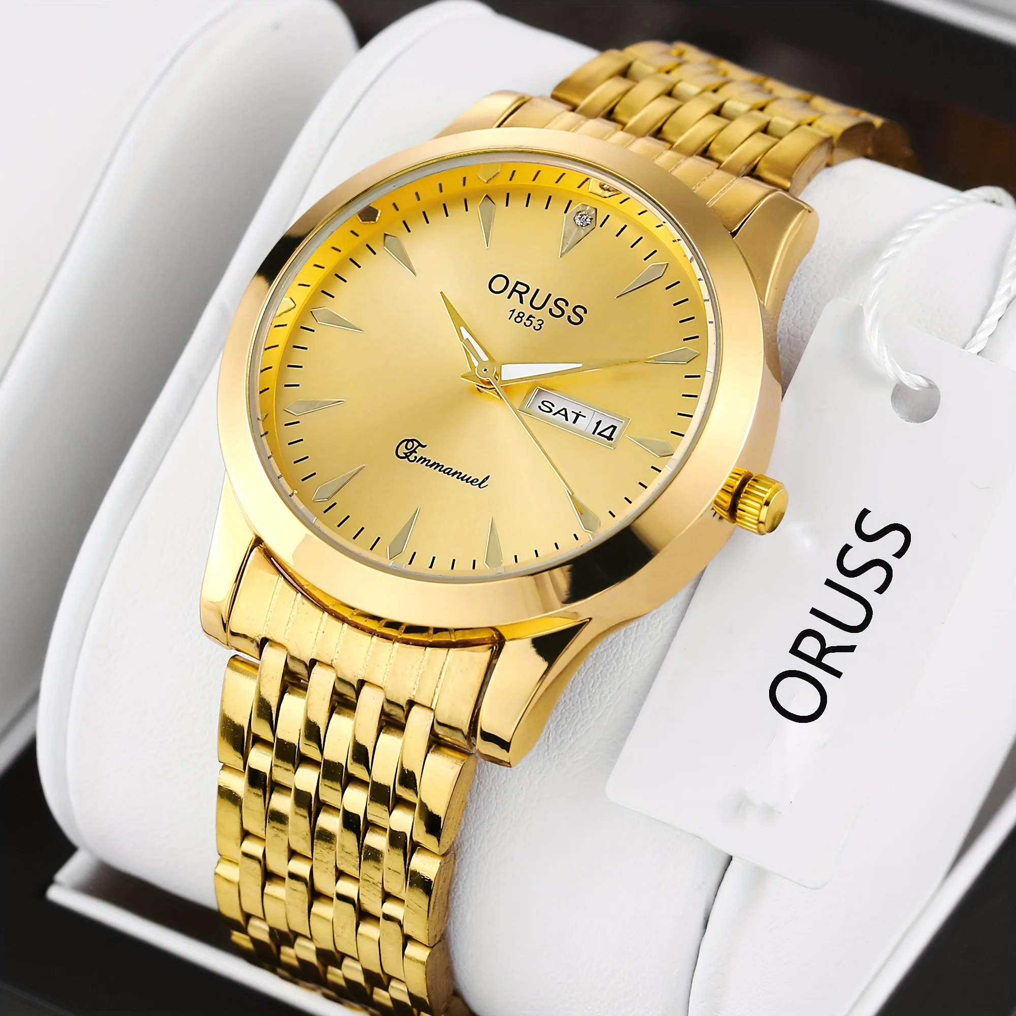 Classic Roman scale Luxury Luxury watch Atmospheric tide watch Gentleman Business Handsome personality Gold steel belt double ca
