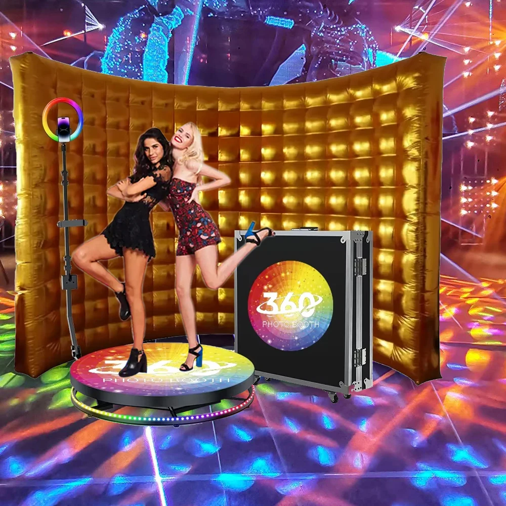 

Stock Gold /Silver 10ft/3m Inflatable Photobooth Background Fotobudka 360 Backdrop Wall For Party Events Rental 3x2.4m