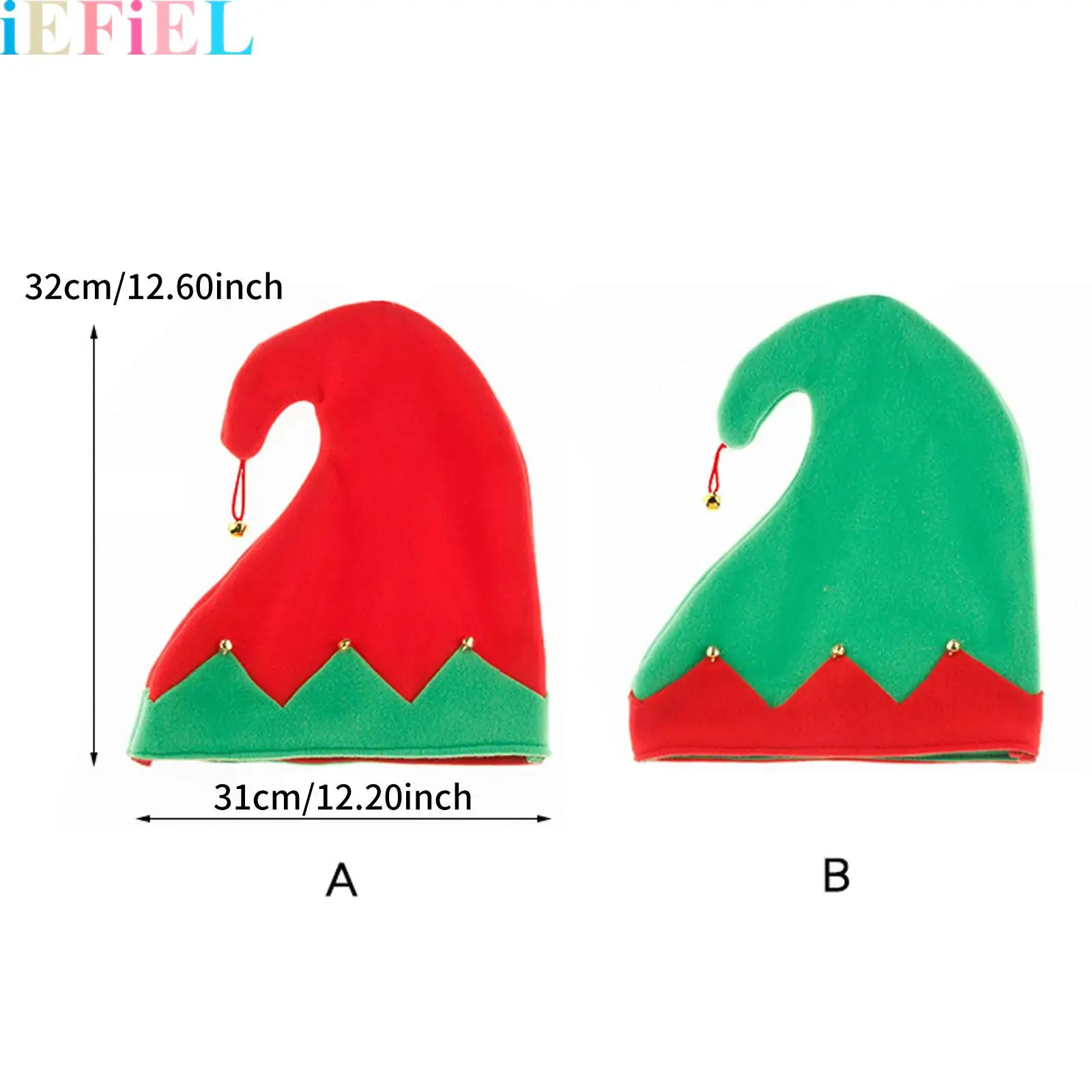 

Red Green Christmas Elf Hat Xmas Party Bells Hat Costume Accessories for Adult Festive New Year Eve Santa Hat Headwear Gifts