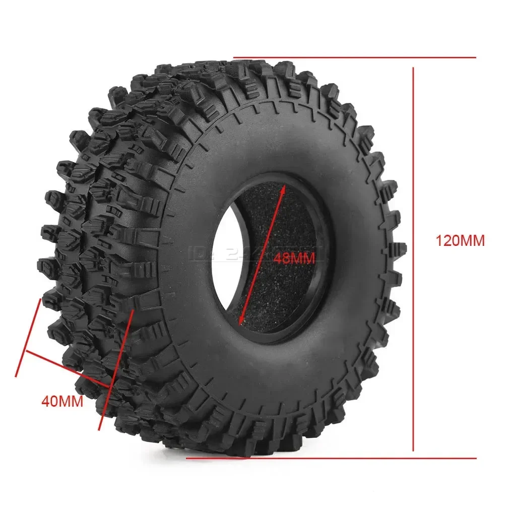 4PCS RC Crawler Rubber Tire 1.9inch 120mm Tyre Wheel for 1/10 Climbing Car Rocks Traxxas Redcat SCX10 AXIAL RC4WD TF2 Model Toy