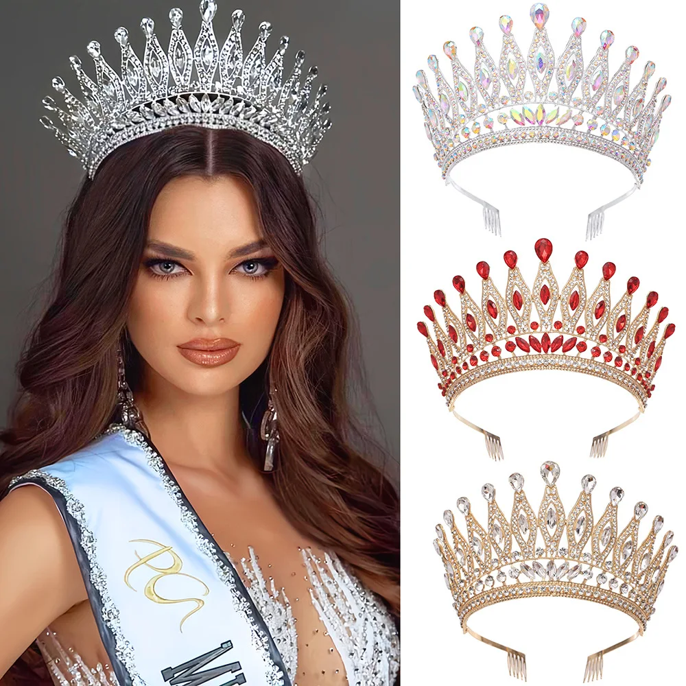 

Головной убор Miss World Crown, аксессуары для волос для невесты, конкурс красоты, корона с расческами