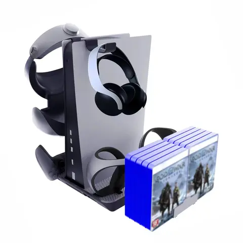 콘솔 다기능 냉각 스탠드 듀얼 컨트롤러 충전기, CD VR2 헬멧 스토리지 PS VR2 핸들 충전 도크 PS5 용