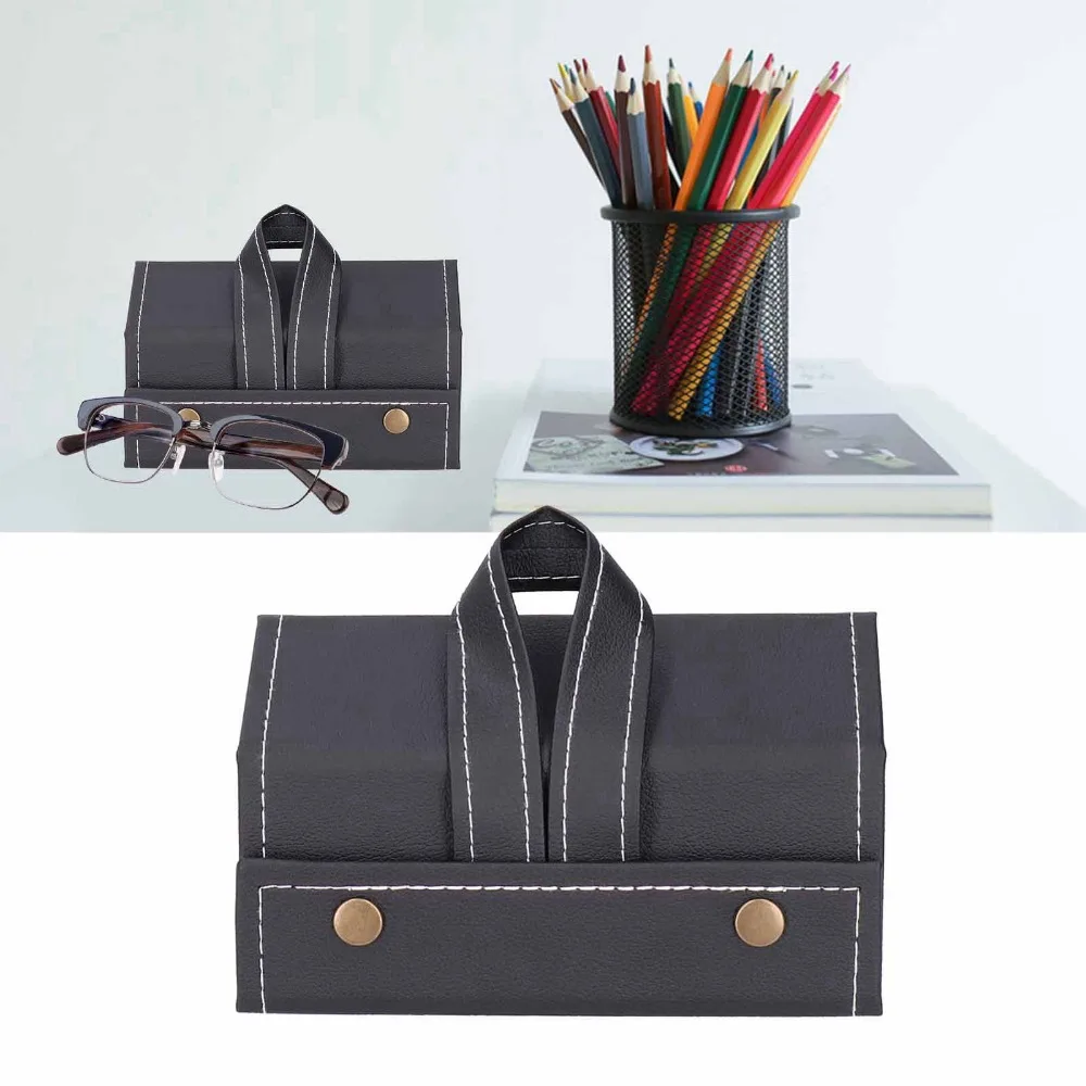 

3 Slot Travel Sunglasses Case Durable PU Leather Eyeglasses Storage Case Black Lightweight Portable Glasses Organizer Travel