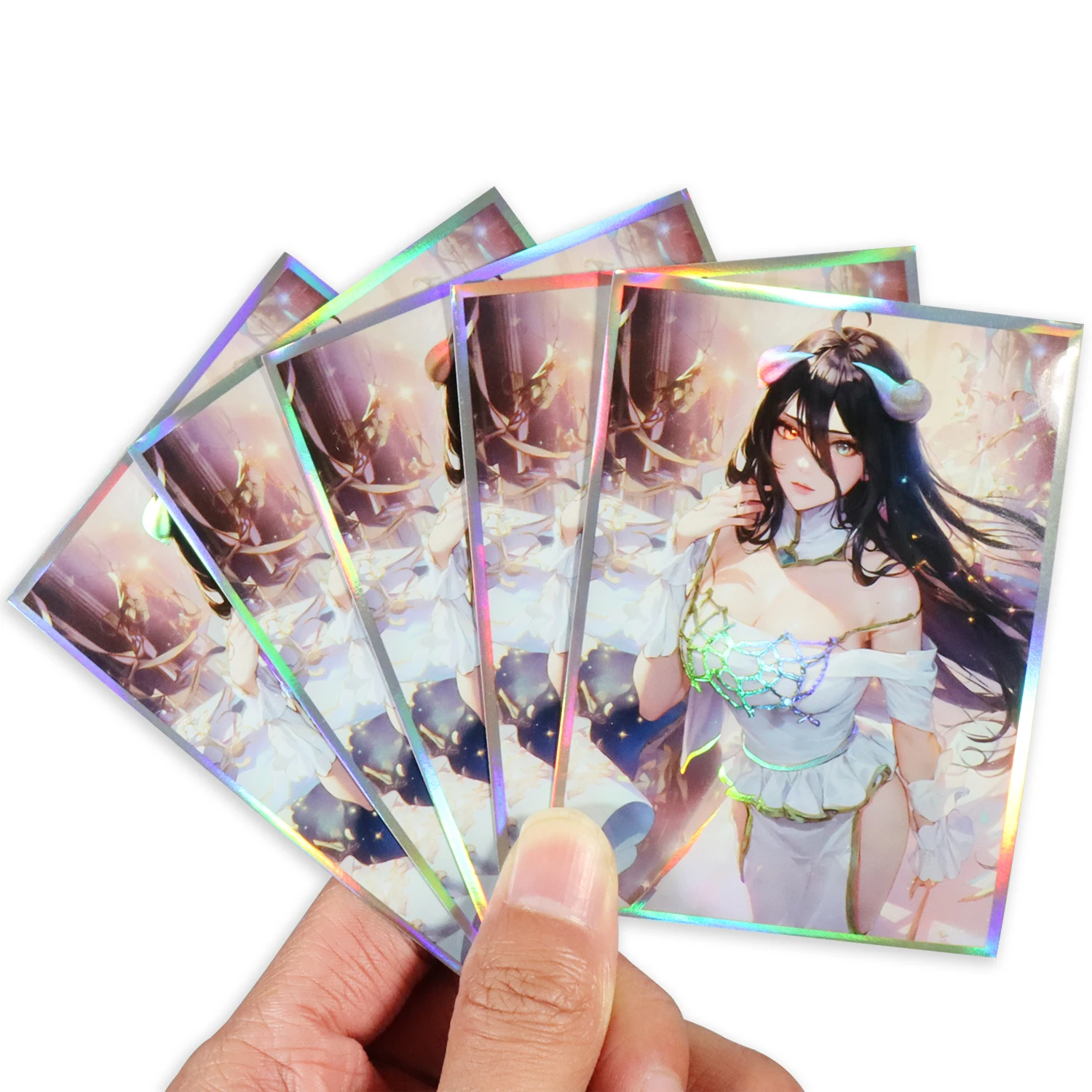 60PCS 67x92mm PKM Albedo Card Sleeves Foil Anime Girl Card Sleeve Trading Card Protector for MTG Standard Size