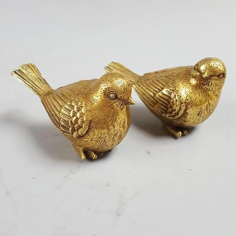 Artesanía de bronce, pájaro de cobre, gorrión pequeño, decoración para el hogar, adorno, regalo, figura de pájaro, estatua, 2 estilos opcionales
