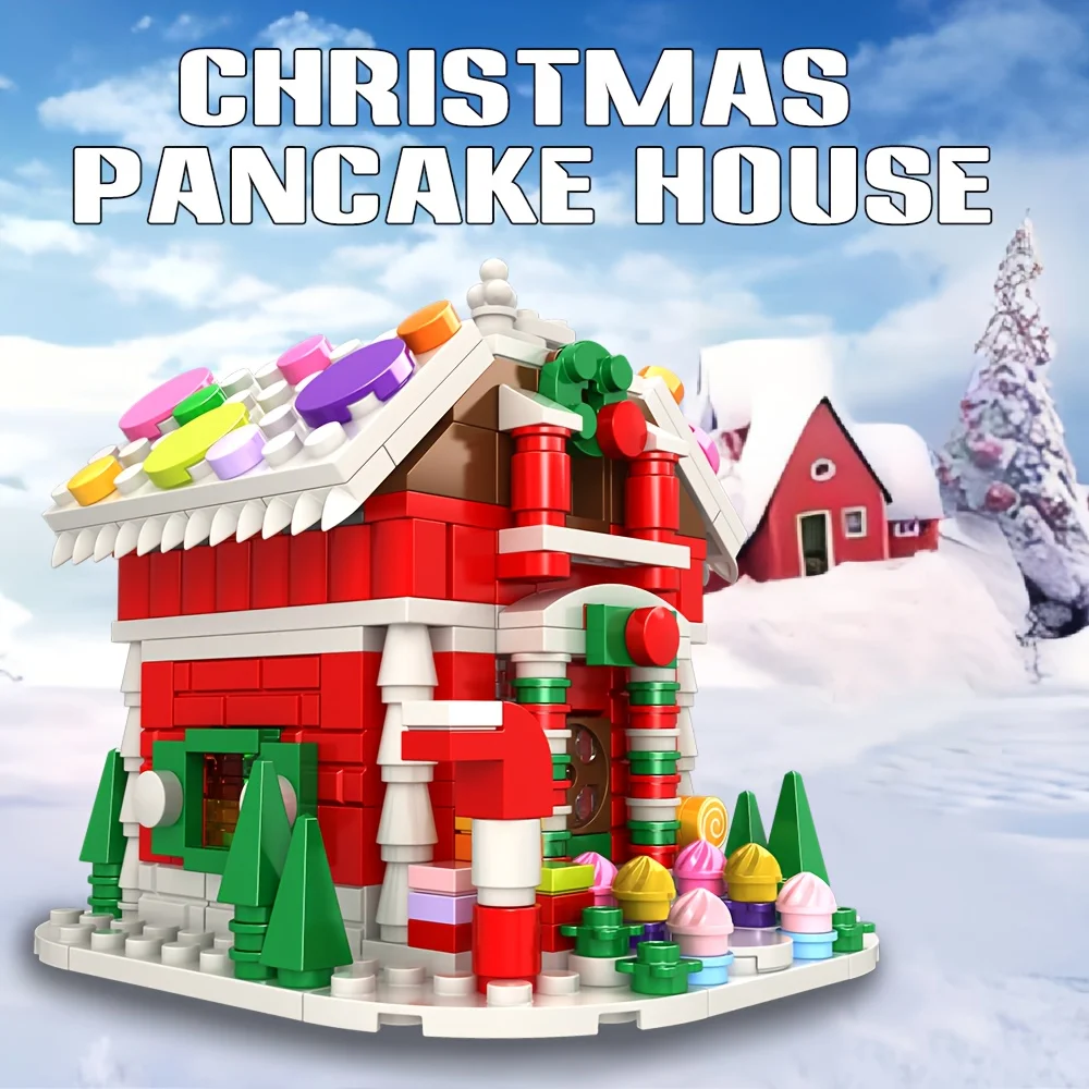 

Christmas Pancake House building blocks: Assembly Toys + Pen holder Function: Christmas Home Decoration