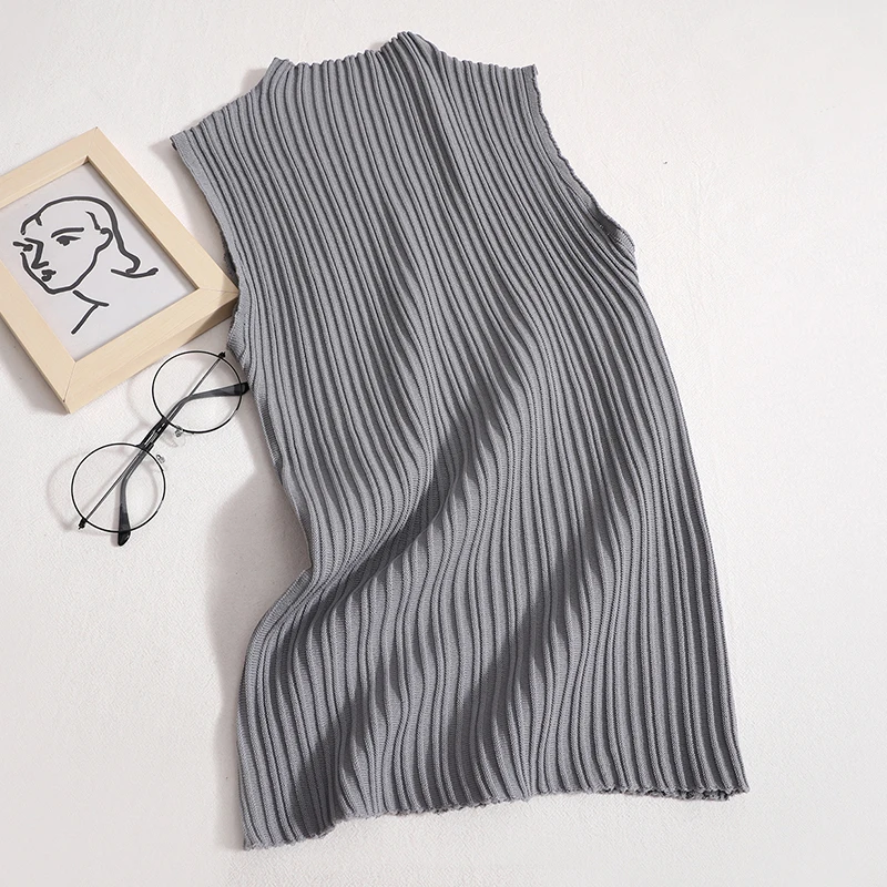 Spring Summer Knitted Simple Tank Female Sleeveless Solid Cropped T shirts Tees Tops For Women