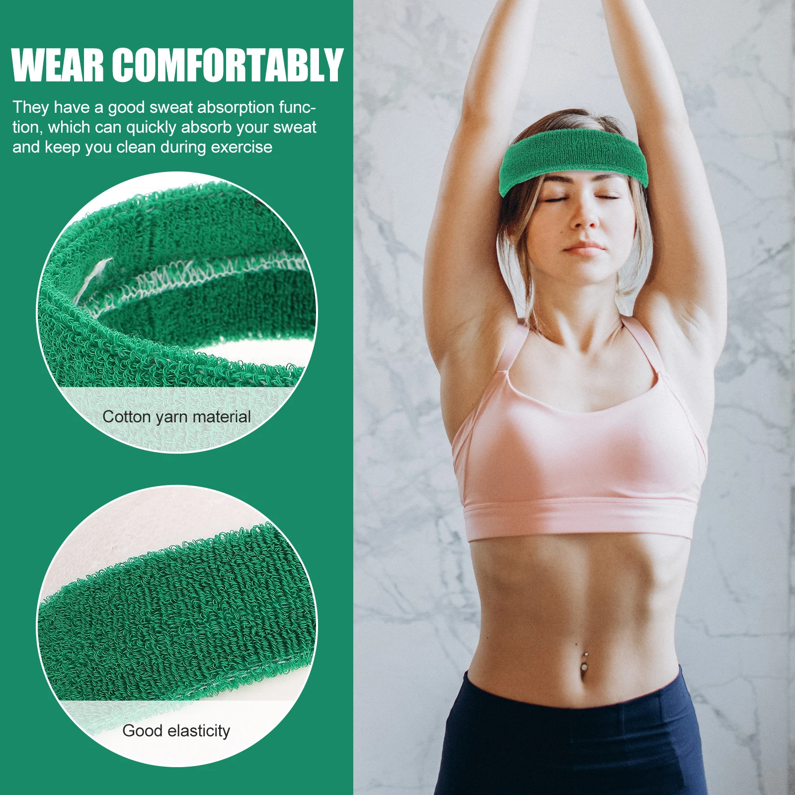 

Headband Wrist Guard Set Volleyball Gym Bands Sports Soft Wristbands Sweat White Cotton Yarn Headbands Fitness Yoga