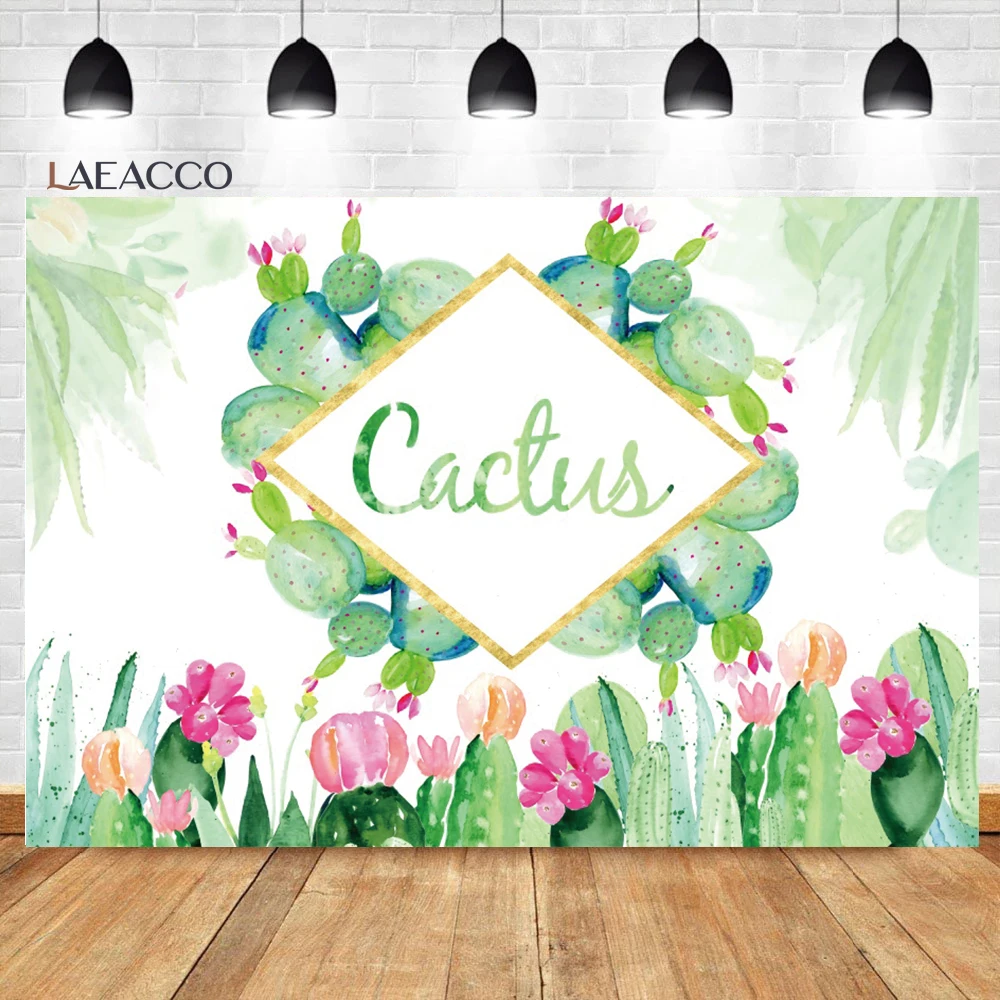 

Laeacco Cactus Floral Photo Backdrop Mexican Fiesta Bridal Shower Girls Kids Birthday Portrait Customized Photography Background