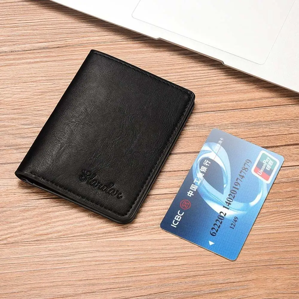 

Black Brown PU Leather Cash Clip Ultra-thin Mini Money Bag Men Wallet Coin Purse Business Card Holder ID Card Cover