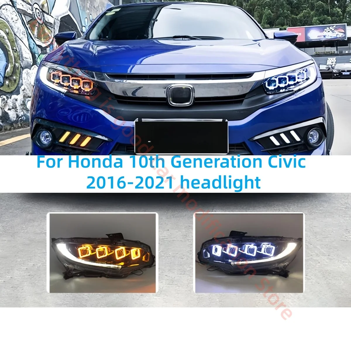 Auto parts For Honda 10th generation Civic Headlight assembly Modification LED Daytime running light Flowing light turn signal