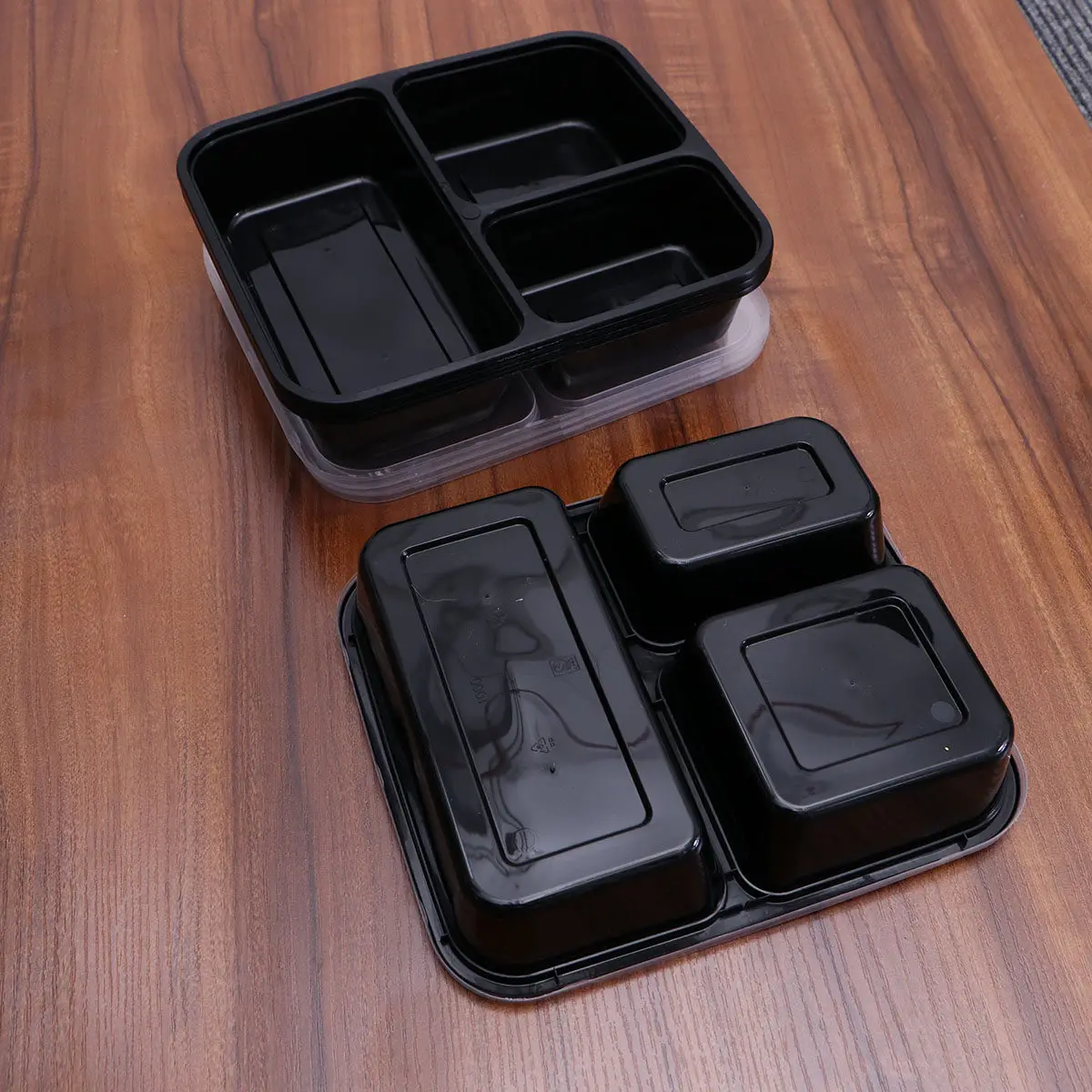 4 Pcs 3-Compartment Meal Prep Containers with Lids Stackable Food Storage Box Microwave Safe Lunch Box