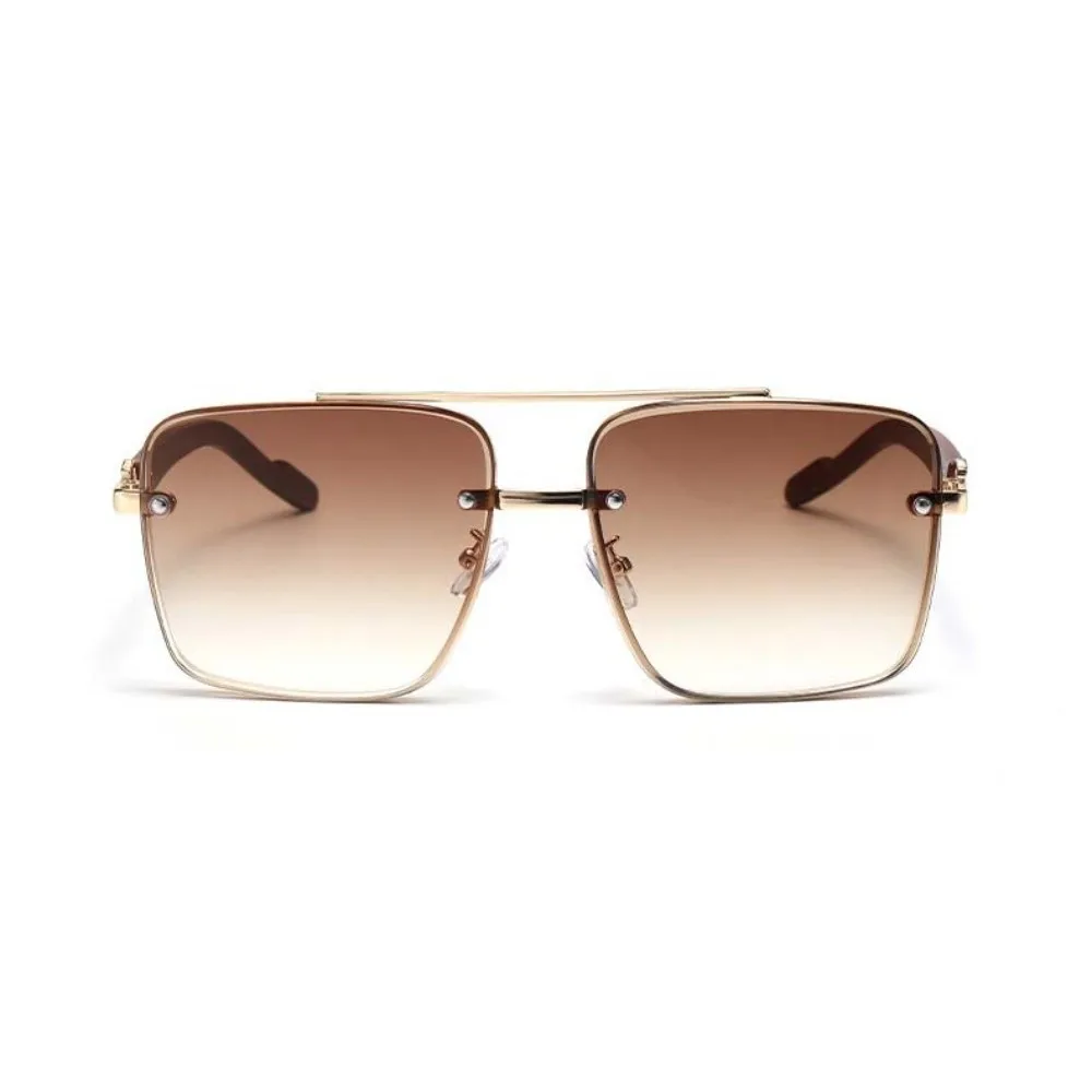 

Fashion Double-bar Big Frame Design Women Sunnies Anti-UV Plain Glasses Men Polarized Sunglasses Summer Sunshade Eyewear