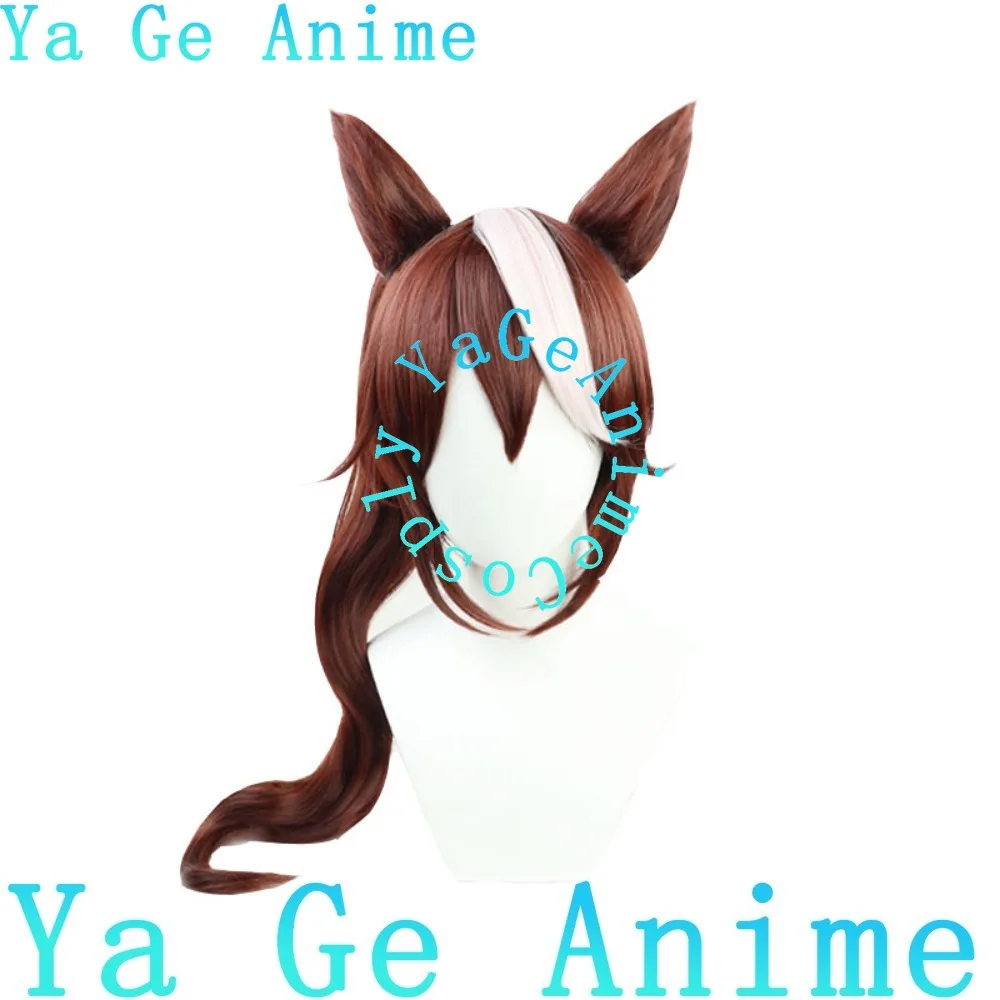 Wig Cosplay Uma Musume Pretty Derby Tokai Teio dengan Telinga Ekor Warna Serasi Rambut Sintetis Tahan Panas Pesta Halloween Anime