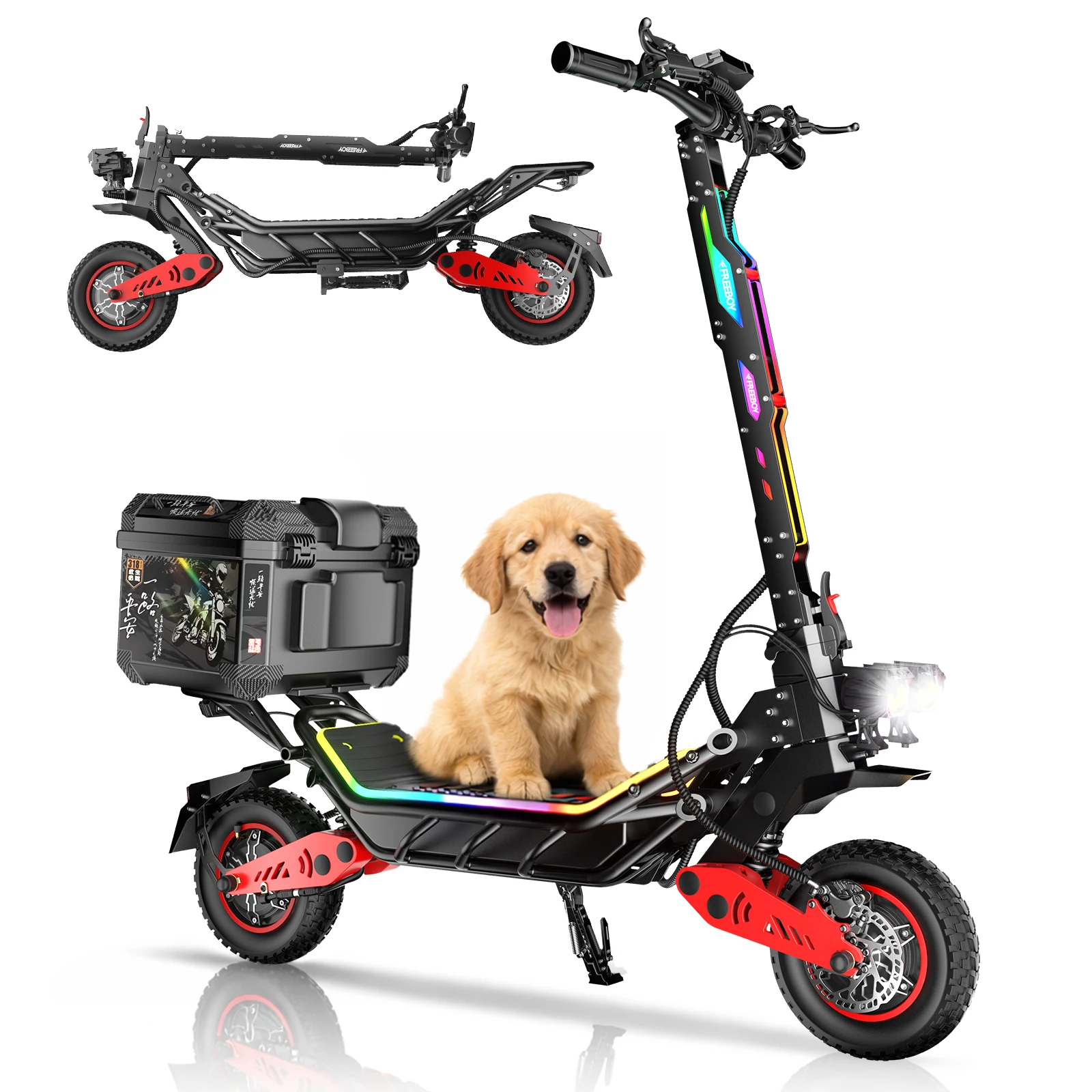 FREEBOY H10 Elektroroller 6000W Doppelmotor 75km/h Höchstgeschwindigkeit 60-80KM Reichweite 60V 28AH Batterie 12 Zoll Offroad-Reifen Hydraulische Bremse Klappbarer Elektroroller für Erwachsene EU-Lager Schneller Versand 1 Jahr Garantie – Detail 2