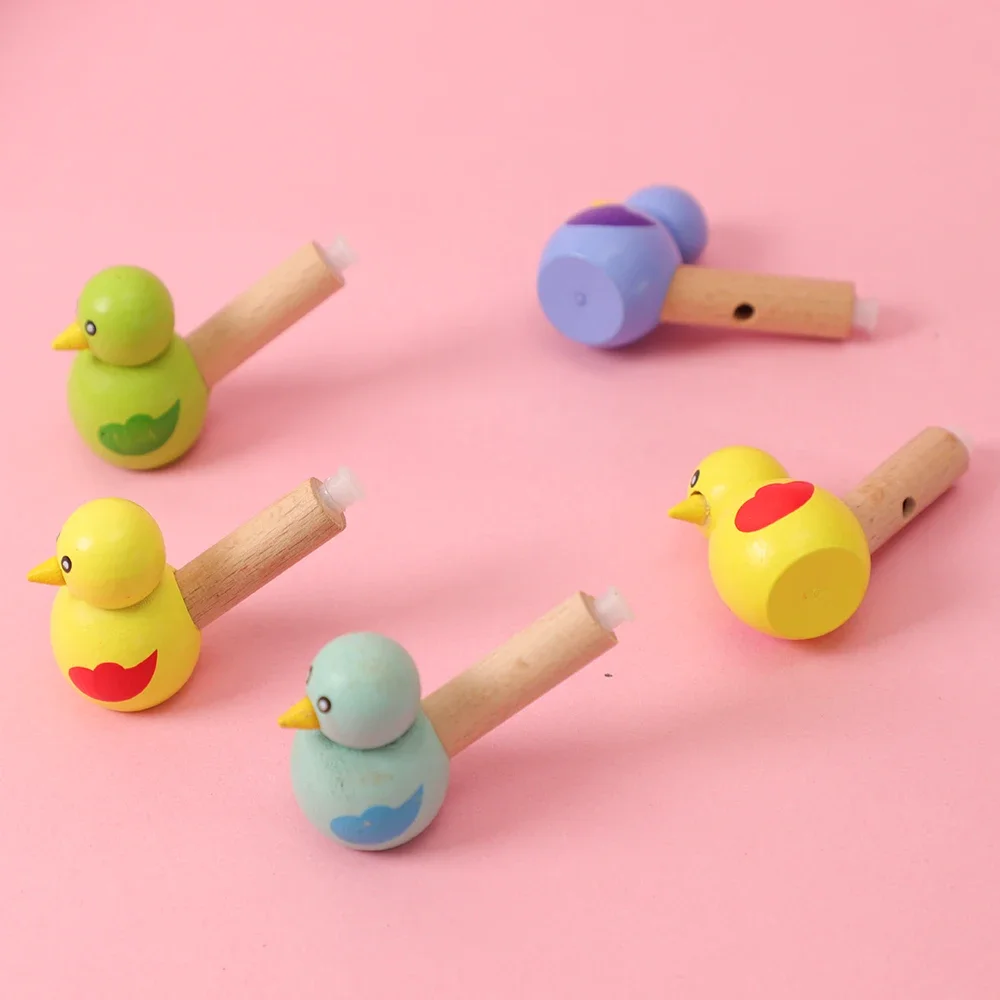 New Wooden Bird Whistle Cartoon Developmental Instrument Musical Toys for Kids Birthday Baby Shower Party Favors Pinata Gift