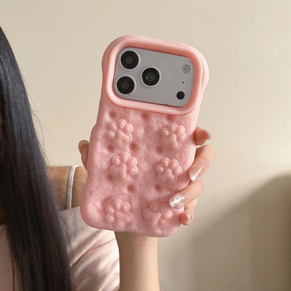 Niedliche 3D Cartoon Katzenpfoten-Brot-Handyhülle für iPhone 17 16 15 14 13 12 Pro Max Stoßfeste Weiche Silikon-Rückabdeckung Capas – Detail 7