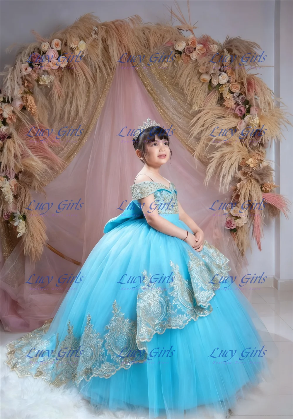 

Синее платье с цветочным узором для девочек, пышное тюлевое платье с качественной аппликацией, маленькая принцесса для свадебных платьев, детские платья на день рождения для маленьких девочек