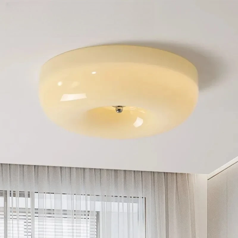 

Скандинавский элегантный круглый белый стеклянный потолочный светильник, современная люстра для спальни, столовой, гостиной, стильная светодиодная лампа для домашнего декора