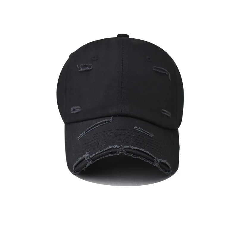 Baseball Cap Snapback Hat Ripped baseball cap Pure color baseball cap Water washing Hole Spring Autumn Cap  Hip Hop Fitted Cap