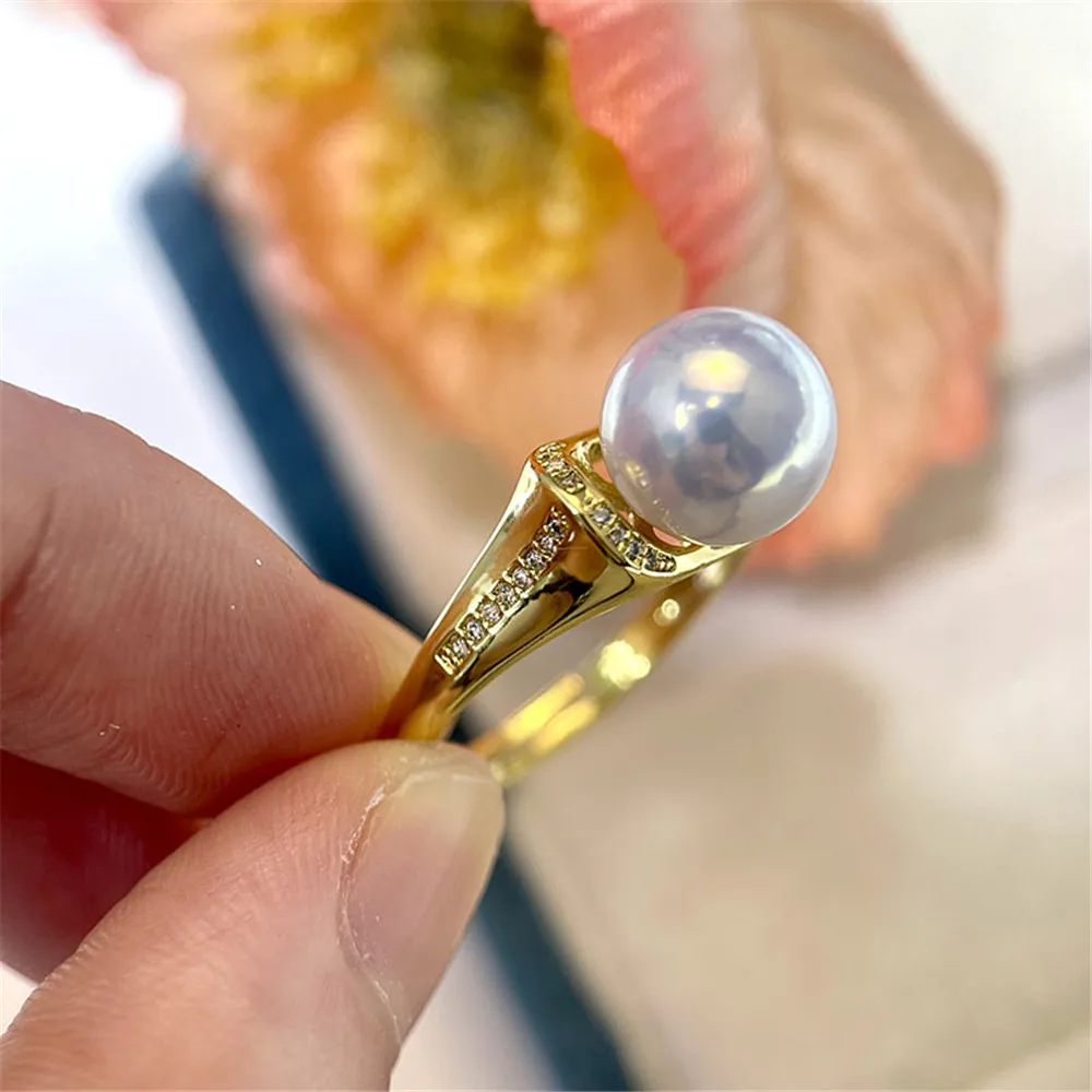 19 Stijl Parel Ring Lege Set Binnenlandse 14K Gouden Opening Ring Eenvoudige Mode Ring Set Zirkoon Temperament Handgemaakte Diy Accessoires