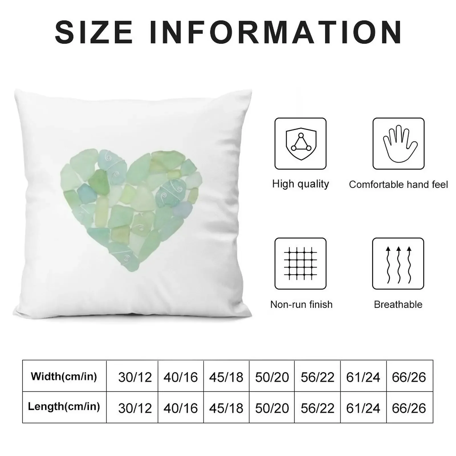 Green Sea Glass Love Heart - Scottish Seaglass Throw Pillow Luxury Cushion Cover Decorative Cover For Living Room pillow