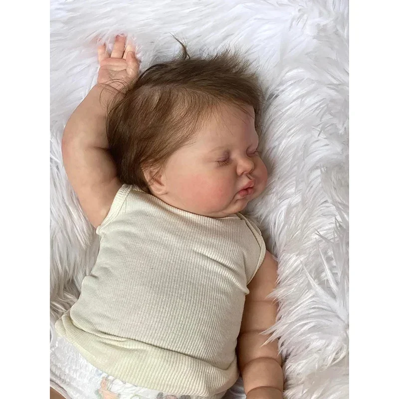 

60CM Already Finished Reborn Toddler Baby Doll Asleep Pickle Soft Cuddly Body Real Looking Baby Dolls 3D Skin with Visible Veins