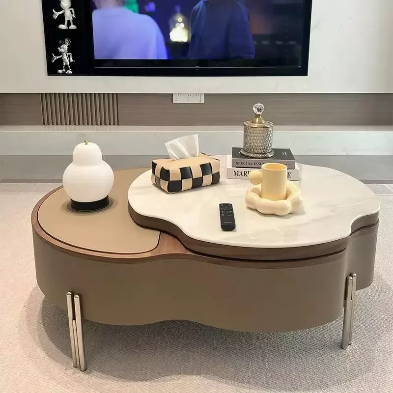 Modern Simple Light Luxury Coffee Table High End Cloud Lifting Rotating Petal Design for Living Room Home Furniture