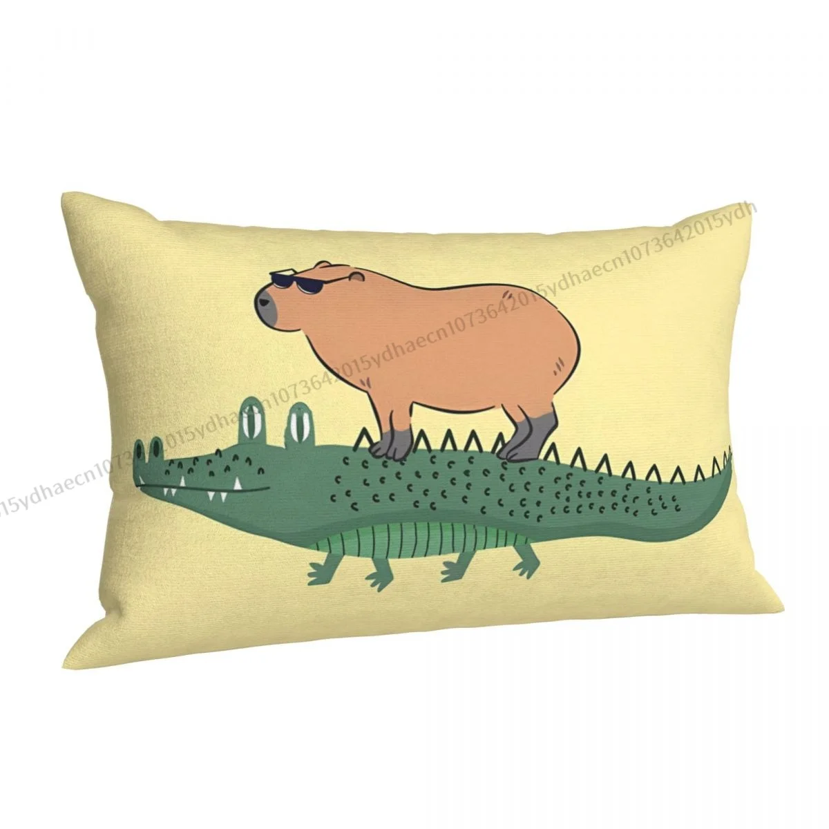 Capybara Riding On A Crocodile Pillow Case Cushion Covers Home Sofa Chair Decorative Backpack Covers