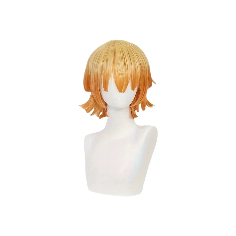 Anime Agatsuma Zenitsu Cosplay Wigs Short Yellow Gradient Orange Wig Heat Resistant Synthetic For Men Party Festival