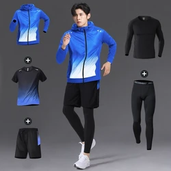 Men's Breathable Jogging Tracksuits Training Clothes Windbreaker Hoodies Quick Dry Sweatshirts Pants 4 Seasons 1 Sets Sportswear