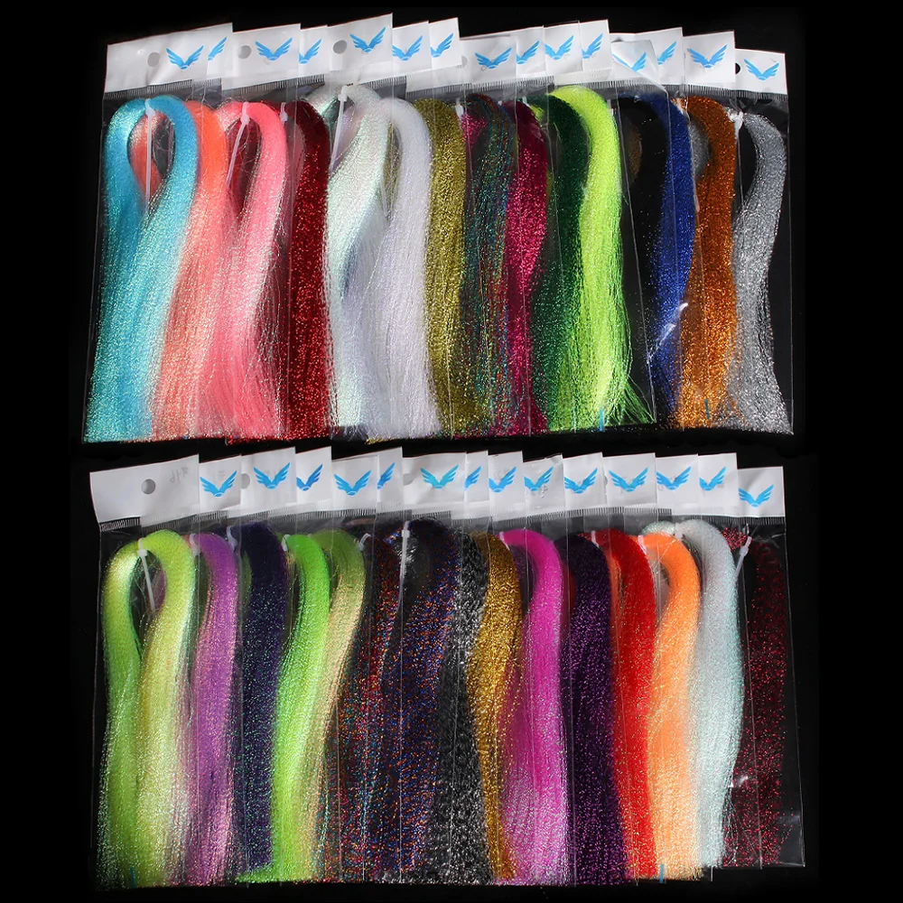 2 Paquetes de Tinsel Holográfico Retorcido Flashabou para Atado de Moscas de Pesca, Crystal Flash para Material de Fabricación de Señuelos, Peces de Cebo, Streamers y Jigs