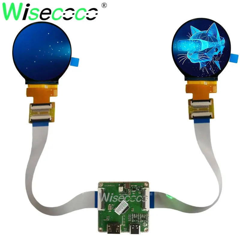 2.1 Inch Dual IPS Round Display 480x480 LCD Module for DIY Electronics Raspberry Pi Maker Projects VR Display MIPI USB-C Driver