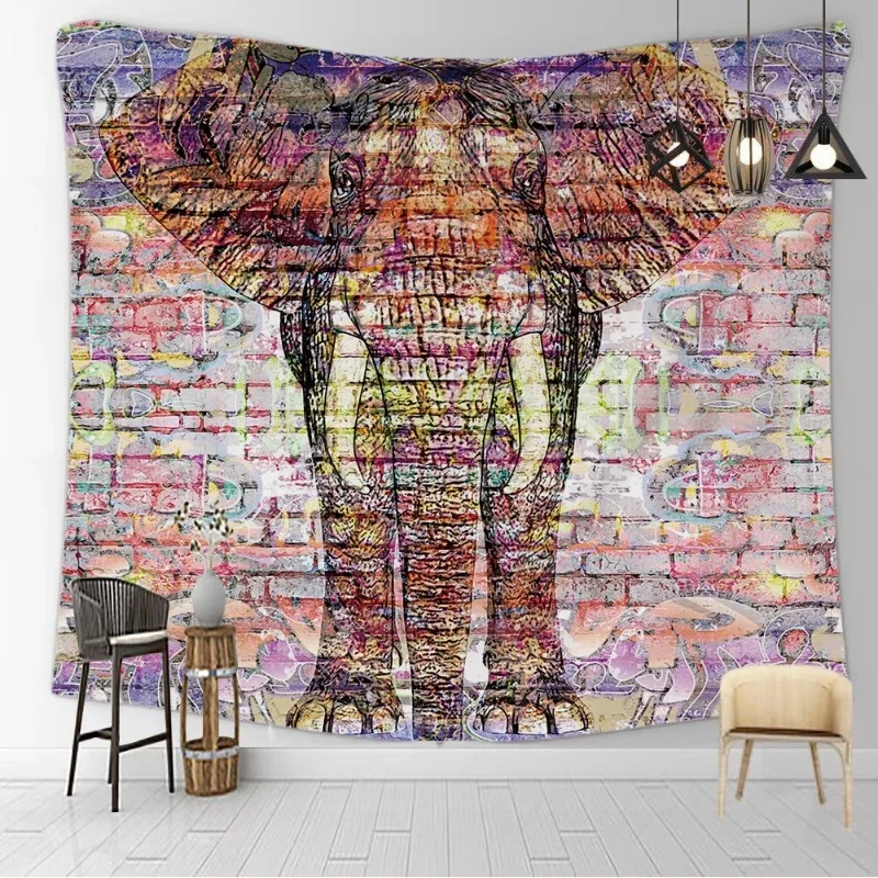 1pc,New Indian Mandala Tapestry Elephant Printed Tapestry Wall Hanging Dustproof Cover Tablecloth