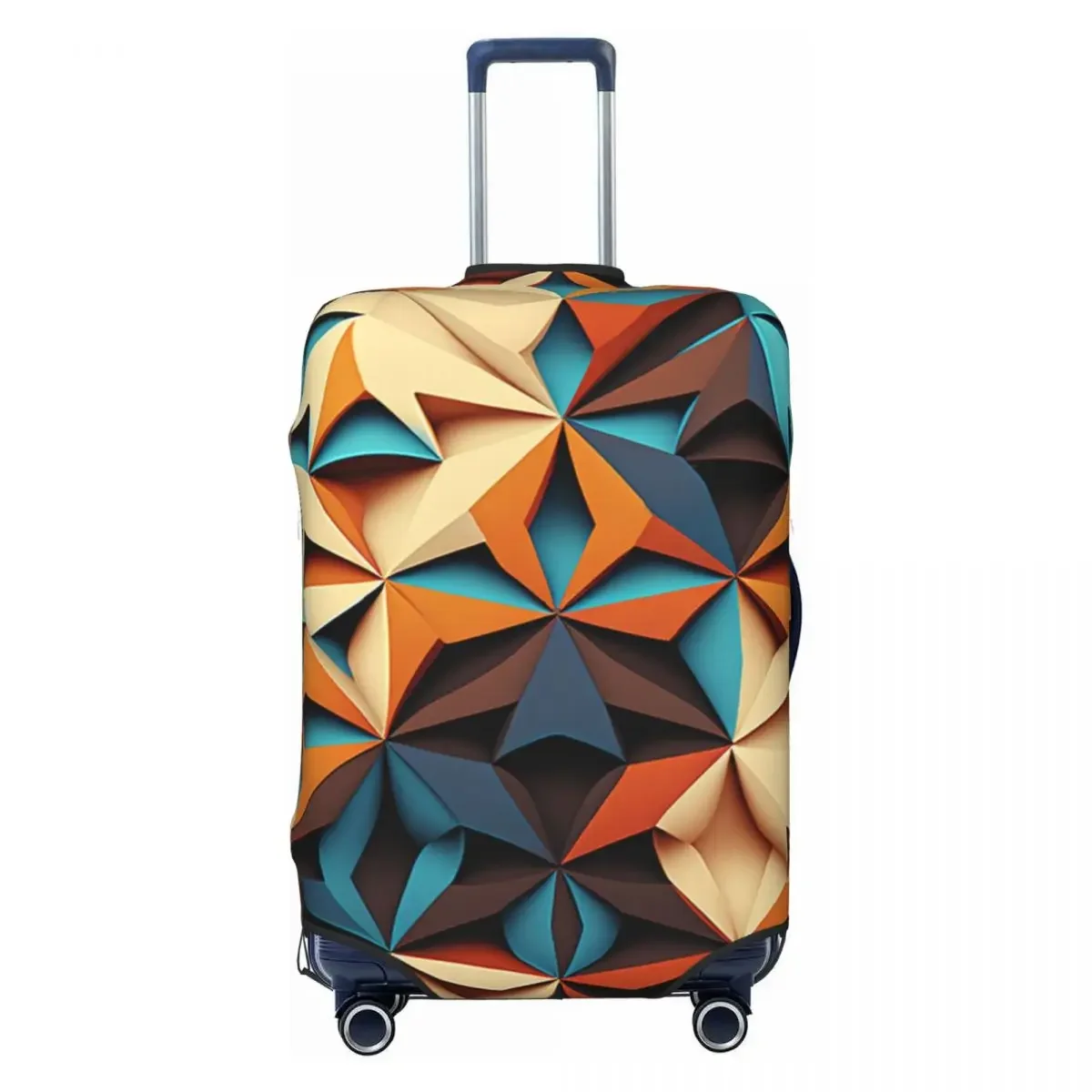 Geo Print Suitcase Cover Fashion Abstract Vintage Holiday Business Strectch Luggage Supplies Protector