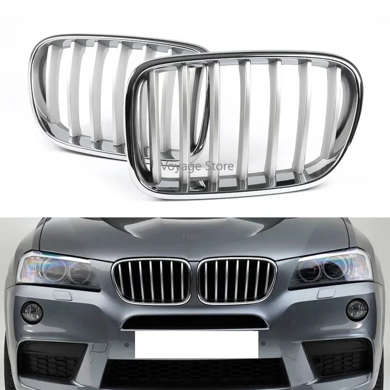 

Chrome Front Bumper Hood Kidney Grill Grille For bmw X3 F25 2011-2014 Front Grill Grille Refit