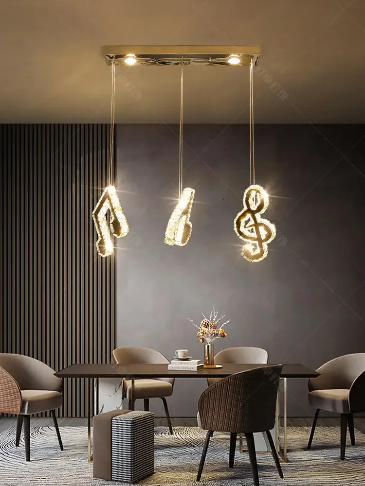 

Modern Home Decoration Led Lamp Hanging Restaurant Piano Room Creative Personality Fashion Note Art Crystal Chandelier