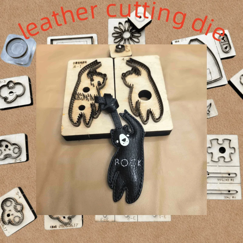 Rock Bear Leather Bag Pendant Wood Cutting Die, Laser Custom Leather Craft Mold For Manual Cutting Machine