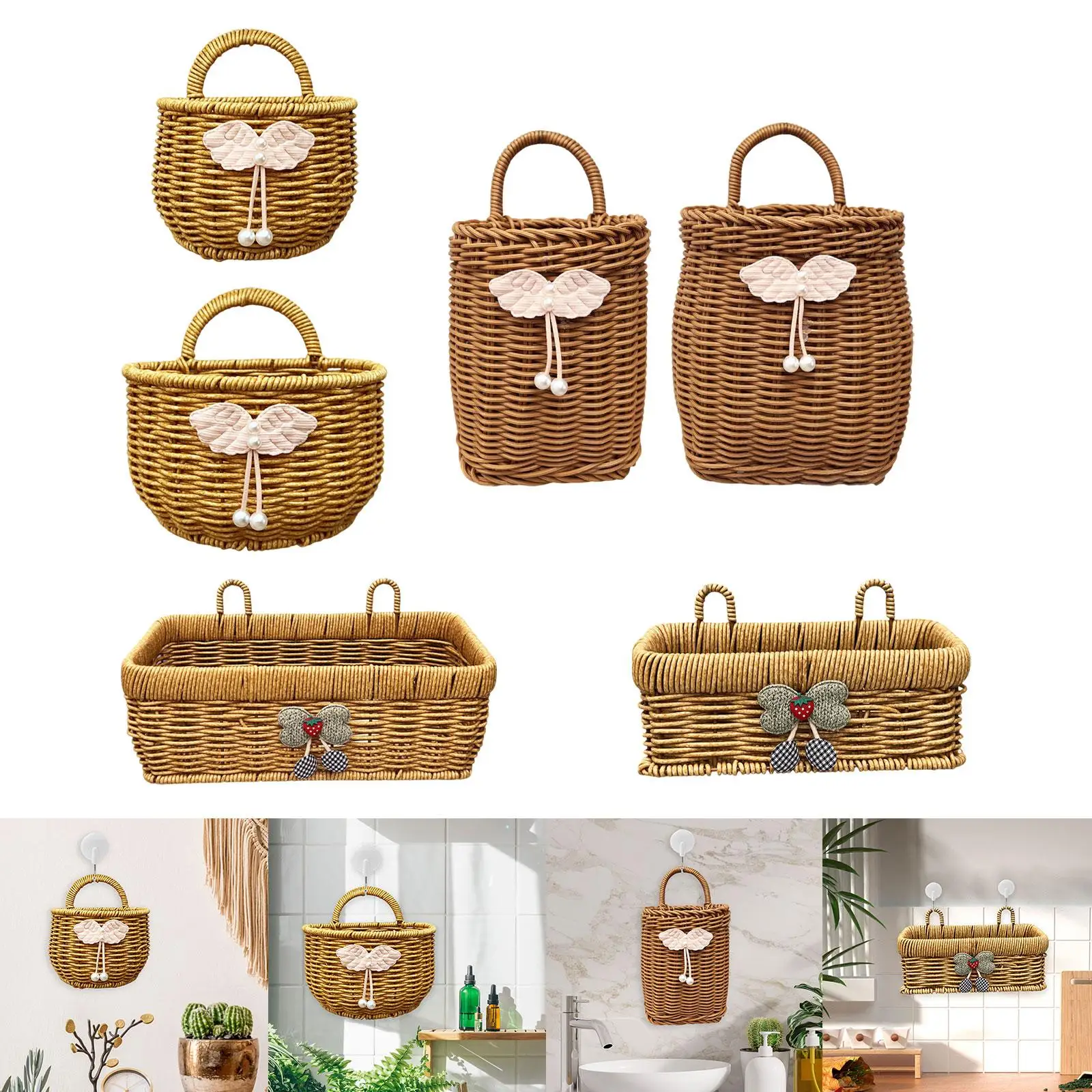 Hanging Storage Basket Storage Organizer Organization Wall Planter Holder Wall Mount Basket for Living Room Bedroom Sundries