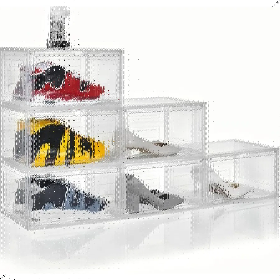 

Shoe Box Plastic Stackable Upgraded 6 Pack Shoe Storage Box Organizer with Large Magnetic Door for Display Sneakers Easy Assemb