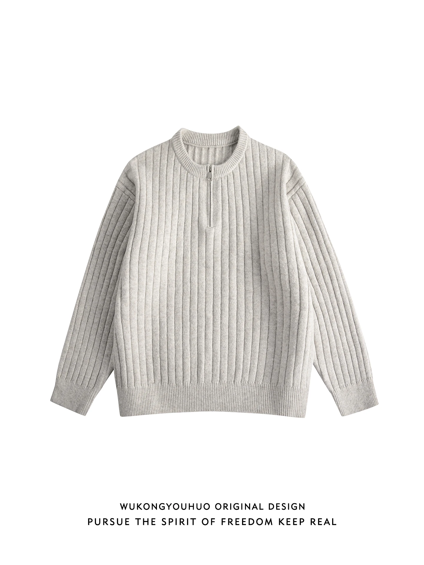 

Теплый вязаный свитер с молнией, свободный крой, осень-зима, повседневный свитер с текстурой в стиле ретро для пар, молодежная смесь полиэстера